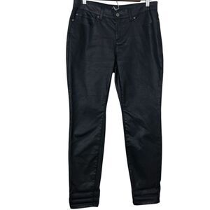 Eileen Fisher Black Skinny Pants‎ Sheen Size 12P Petite Moto Quiet Luxury